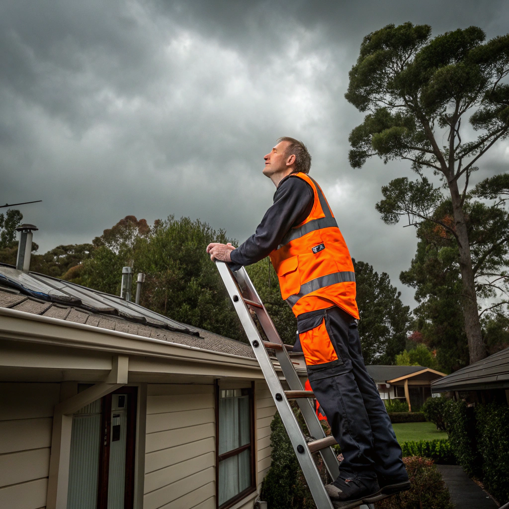 Gutters Patrol technician overlooking the San Francisco skyline